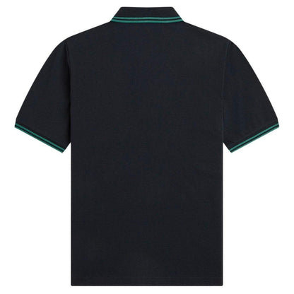 Black - Back - Fred Perry Mens Double Tipped Collar Polo Shirt