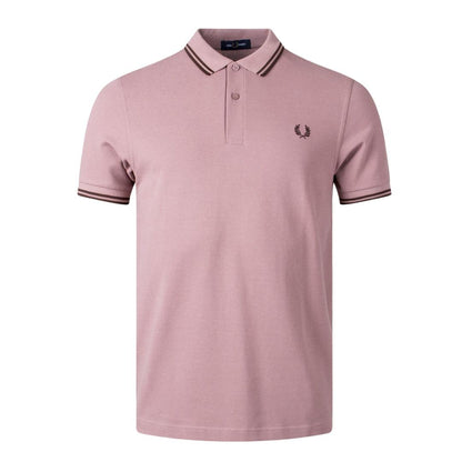 Dark Pink - Front - Fred Perry Mens Double Tipped Collar Polo Shirt