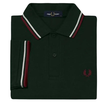 Dark Green - Front - Fred Perry Mens Double Tipped Collar Polo Shirt