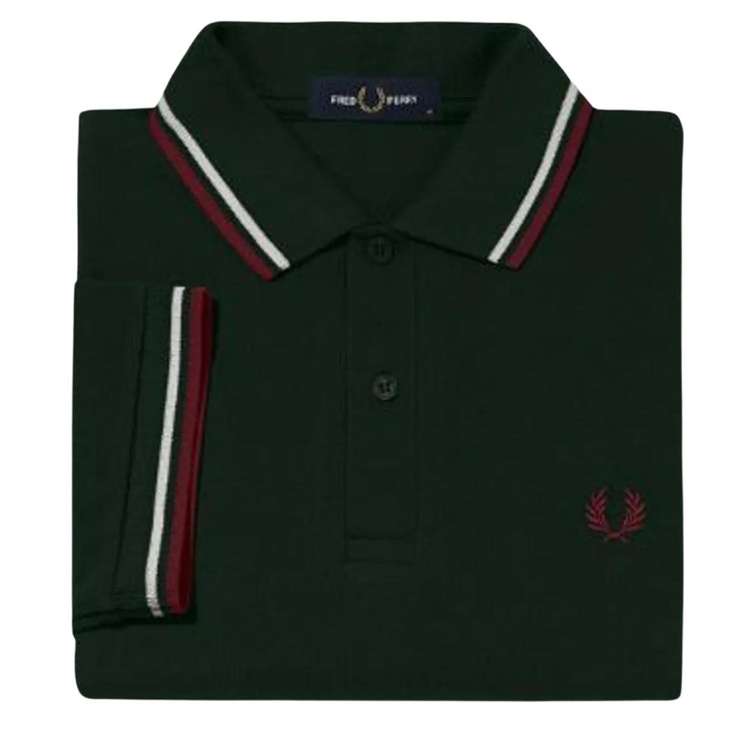 Dark Green - Front - Fred Perry Mens Double Tipped Collar Polo Shirt