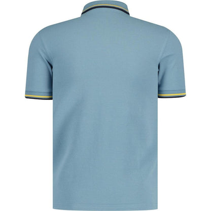 Silver-Navy Blue - Side - Fred Perry Mens Double Tipped Collar Polo Shirt