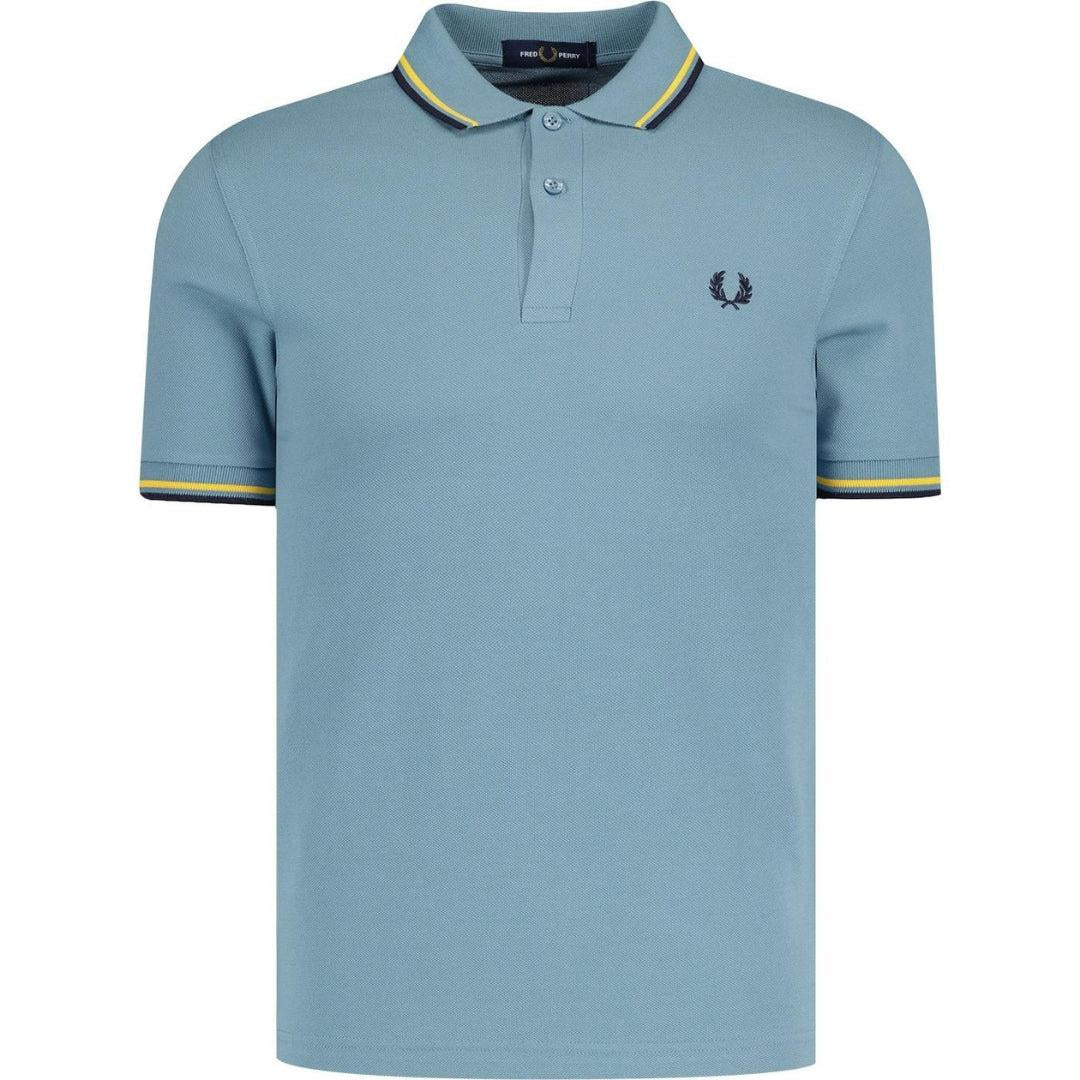 Silver-Navy Blue - Lifestyle - Fred Perry Mens Double Tipped Collar Polo Shirt