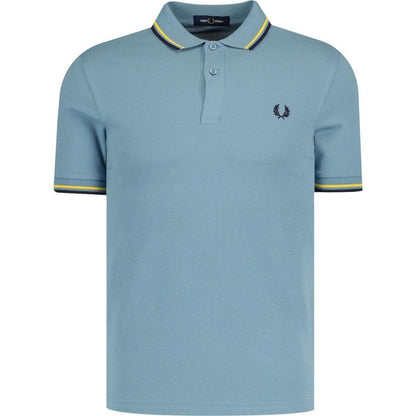 Silver-Navy Blue - Lifestyle - Fred Perry Mens Double Tipped Collar Polo Shirt