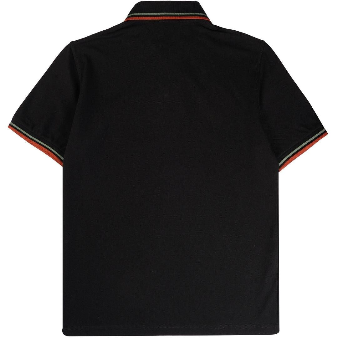 Black - Side - Fred Perry Mens Double Tipped Collar Polo Shirt