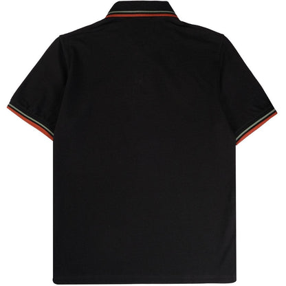 Black - Side - Fred Perry Mens Double Tipped Collar Polo Shirt