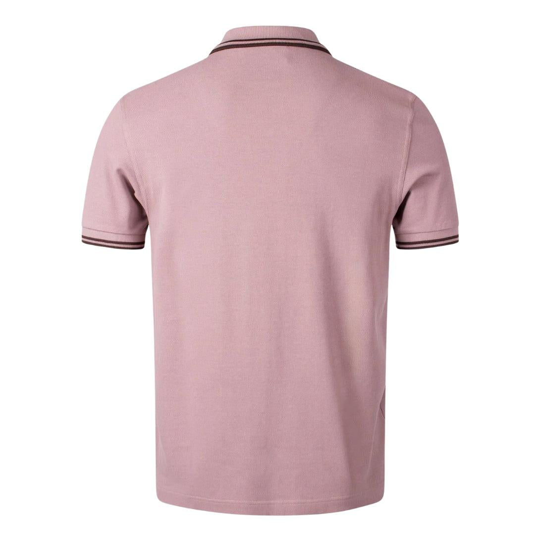 Dark Pink - Side - Fred Perry Mens Double Tipped Collar Polo Shirt