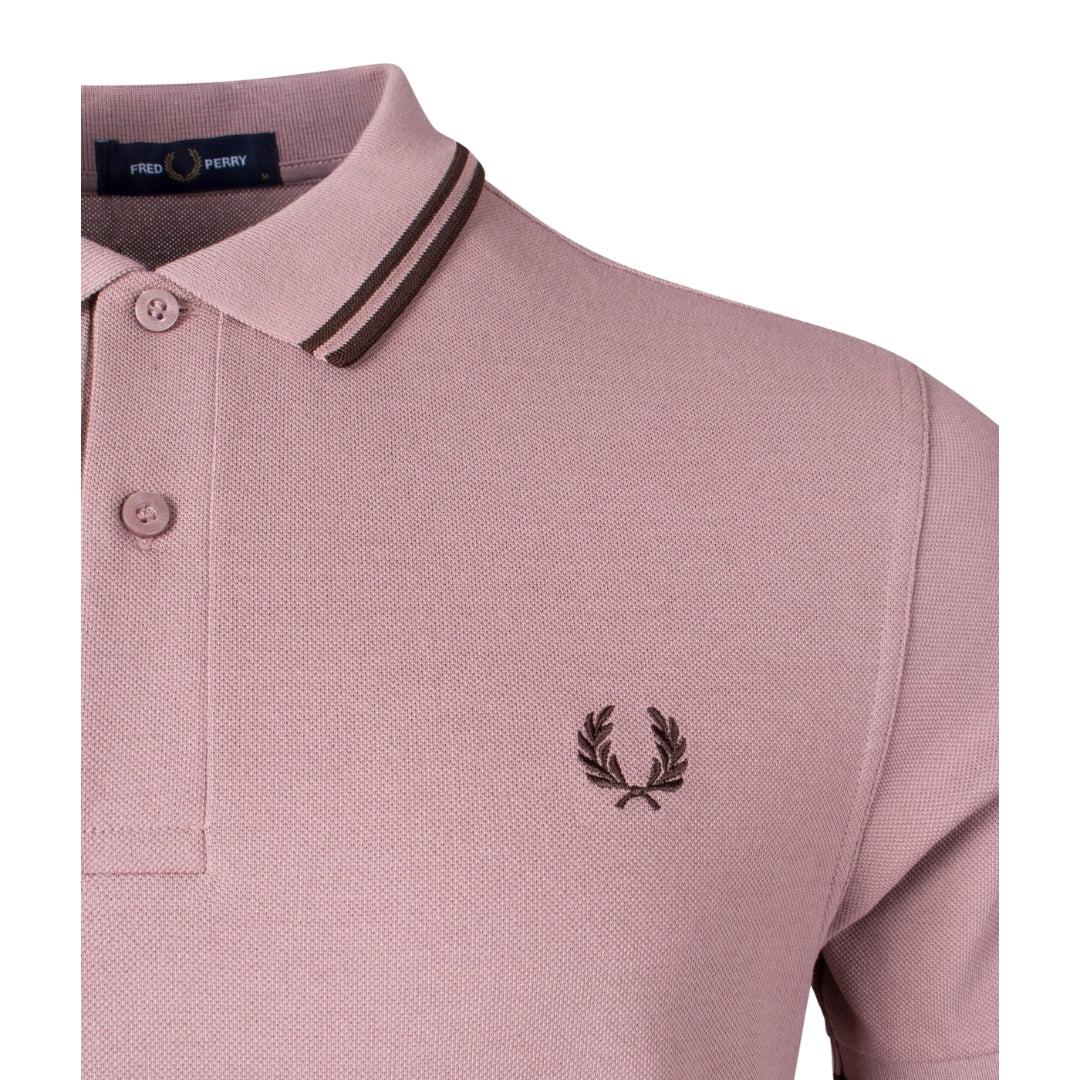 Dark Pink - Lifestyle - Fred Perry Mens Double Tipped Collar Polo Shirt