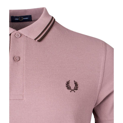 Dark Pink - Lifestyle - Fred Perry Mens Double Tipped Collar Polo Shirt