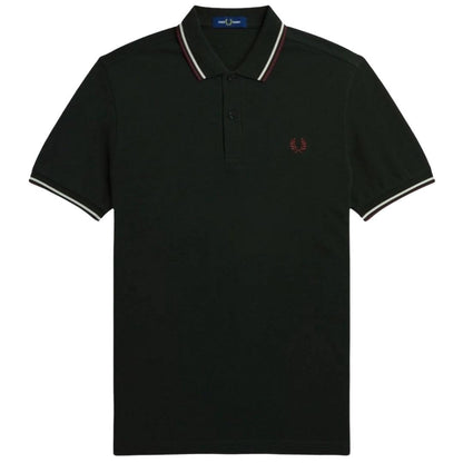Dark Green - Back - Fred Perry Mens Double Tipped Collar Polo Shirt