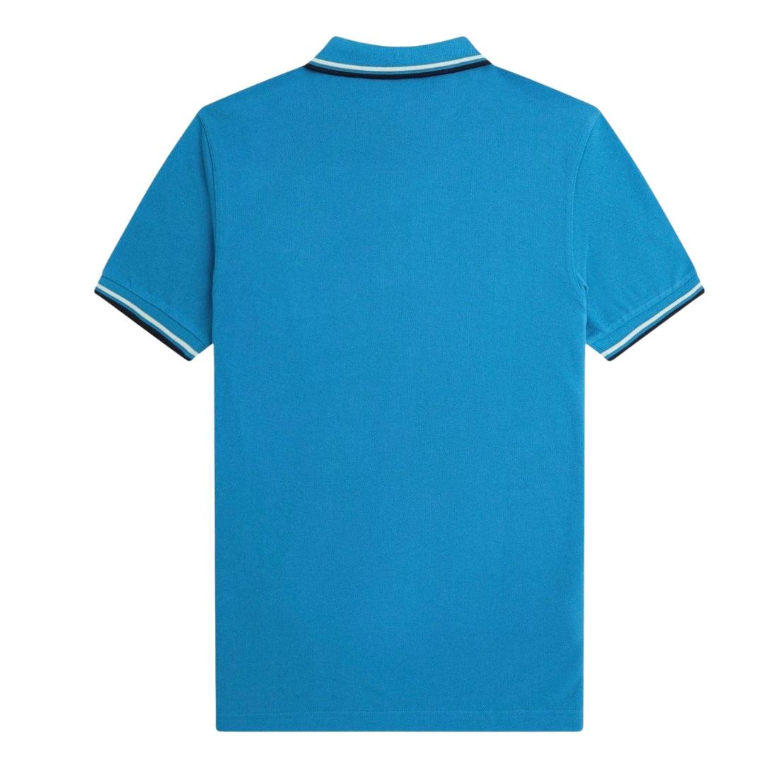 White-Black-Blue - Back - Fred Perry Mens Double Tipped Collar Polo Shirt