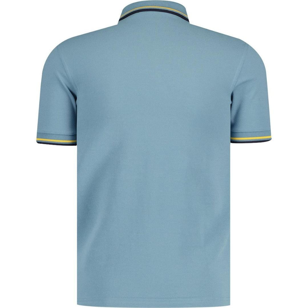Silver-Navy Blue - Back - Fred Perry Mens Double Tipped Collar Polo Shirt