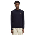 Navy Blue - Side - Fred Perry Mens Classic Crew Neck Slim Jumper