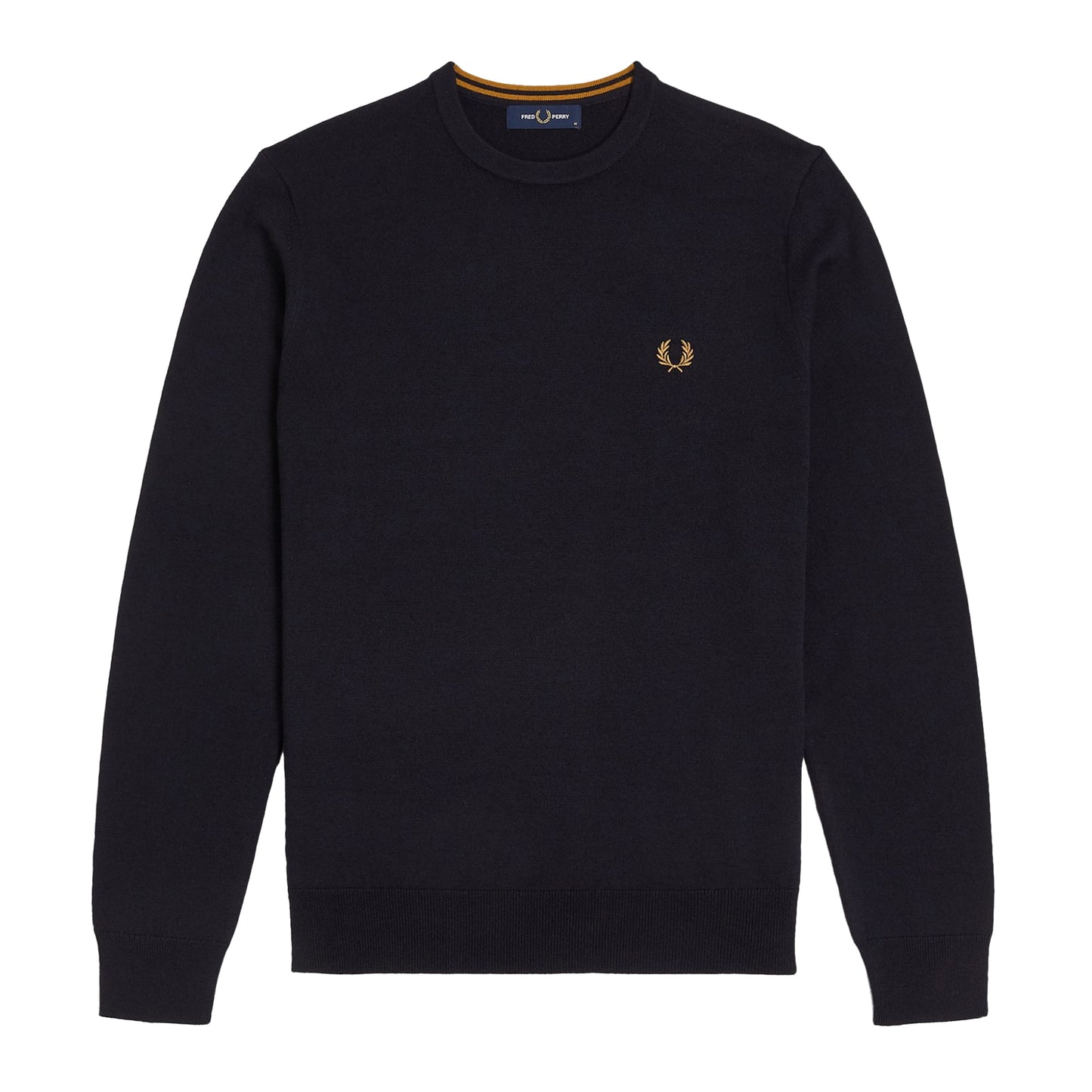 Navy Blue - Front - Fred Perry Mens Classic Crew Neck Slim Jumper