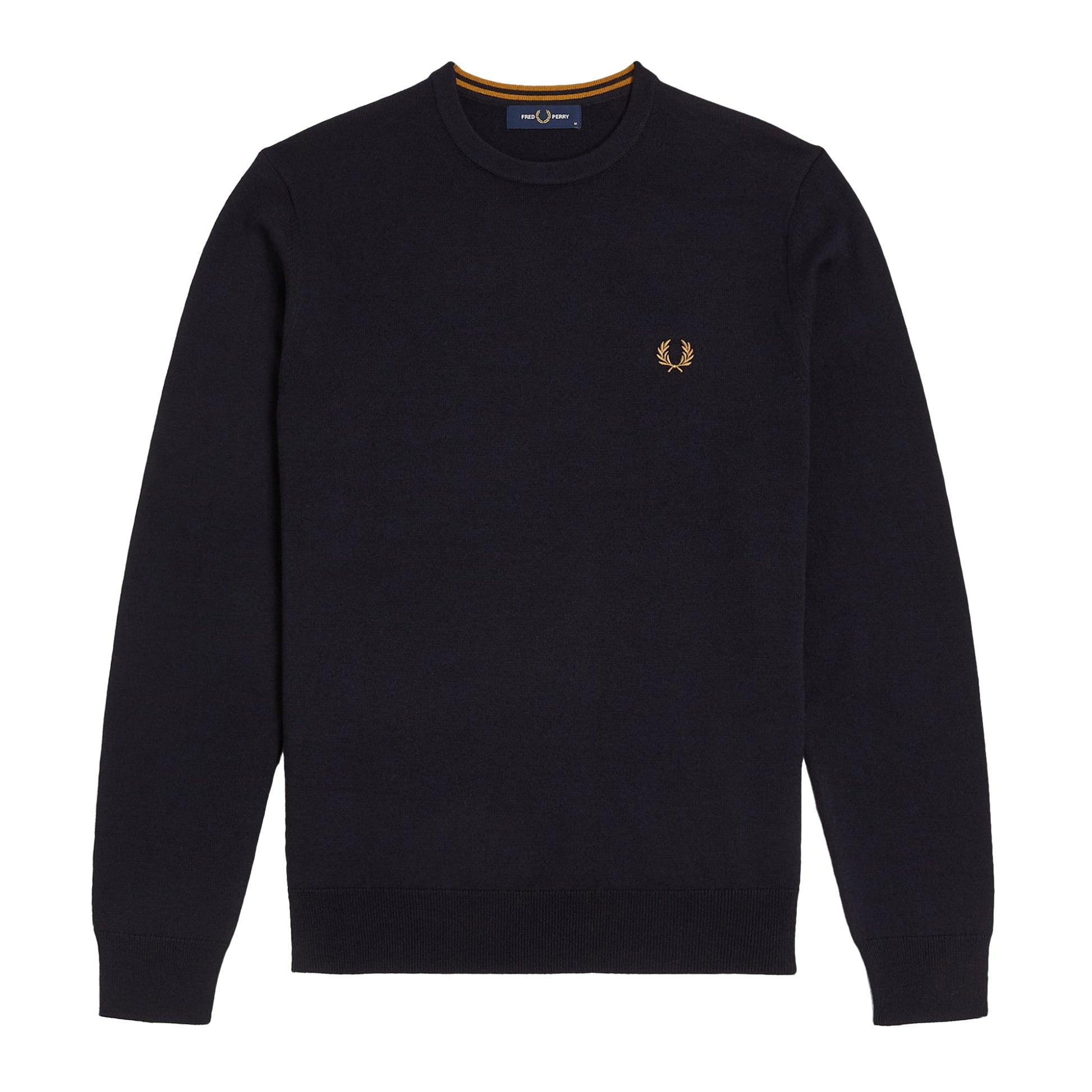 Navy Blue - Front - Fred Perry Mens Classic Crew Neck Slim Jumper