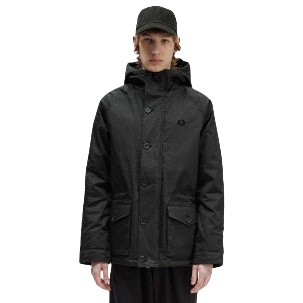 Green - Side - Fred Perry Mens Snorkel Short Parka
