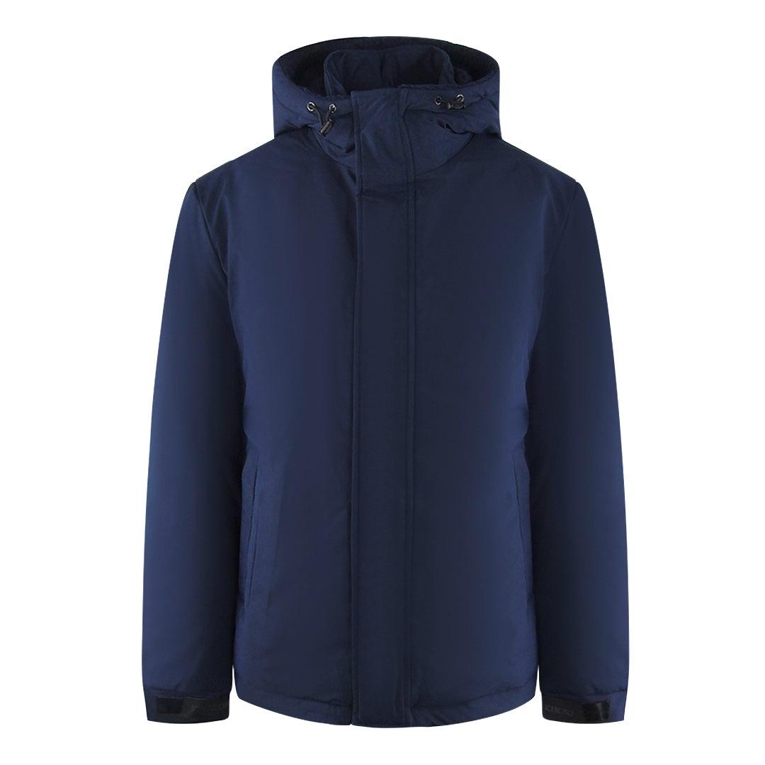 Navy Blue - Side - Ice Iceberg Mens Plain Hooded Jacket