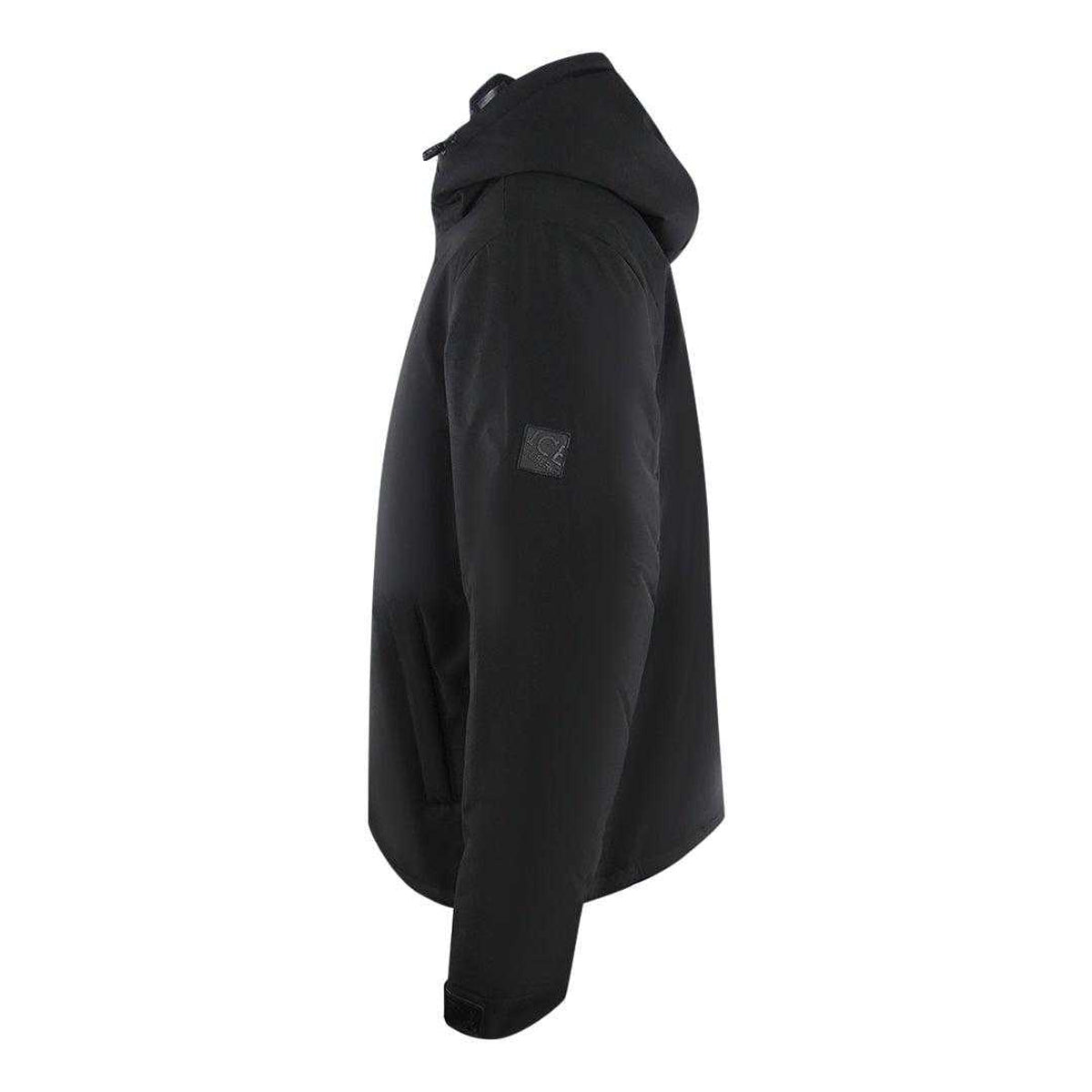Black - Side - Ice Iceberg Mens Plain Hooded Jacket