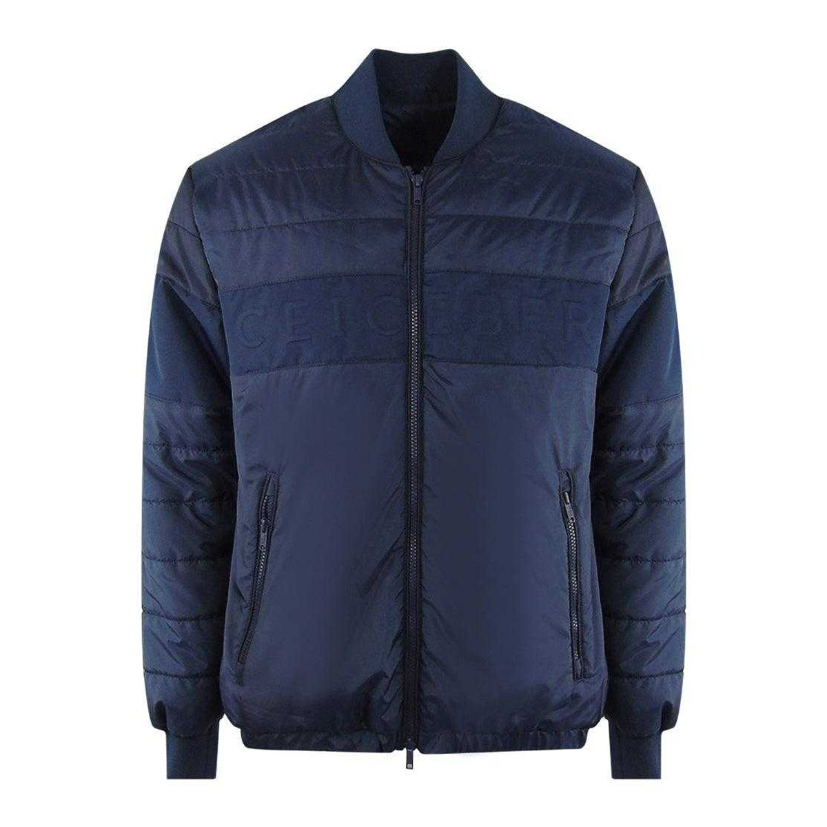 Navy Blue - Front - Ice Iceberg Mens Padded Bomber Jacket