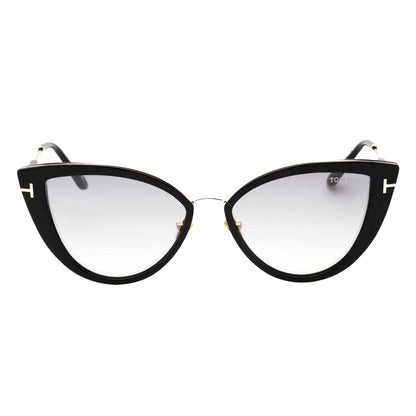 Shiny Black - Front - Tom Ford Womens-Ladies Anjelica-02 Mirrored Sunglasses