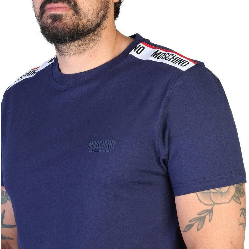 Navy Blue - Lifestyle - Moschino Unisex Adult Logo Taped Shoulders T-Shirt