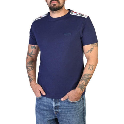 Navy Blue - Pack Shot - Moschino Unisex Adult Logo Taped Shoulders T-Shirt