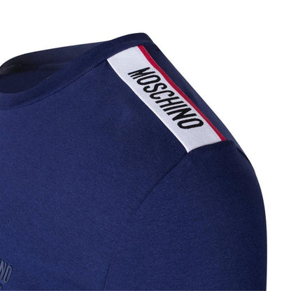 Navy Blue - Side - Moschino Unisex Adult Logo Taped Shoulders T-Shirt