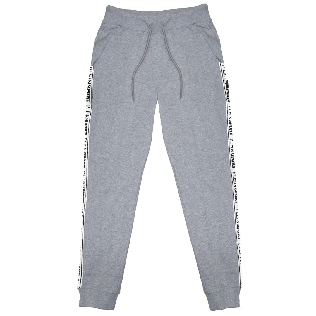 Grey - Front - Plein Sport Mens Branded Tape Jogging Bottoms