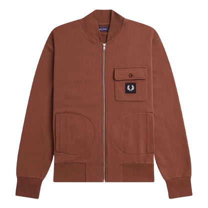 Whisky - Front - Fred Perry Mens Full Zip Bomber Jacket