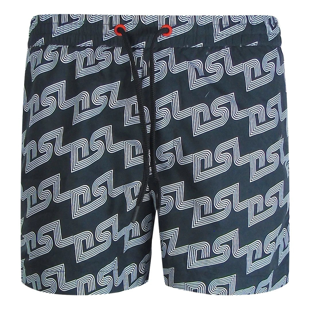 Black - Front - Diesel Mens BMBX-Ken-37 All-Over Print Board Shorts