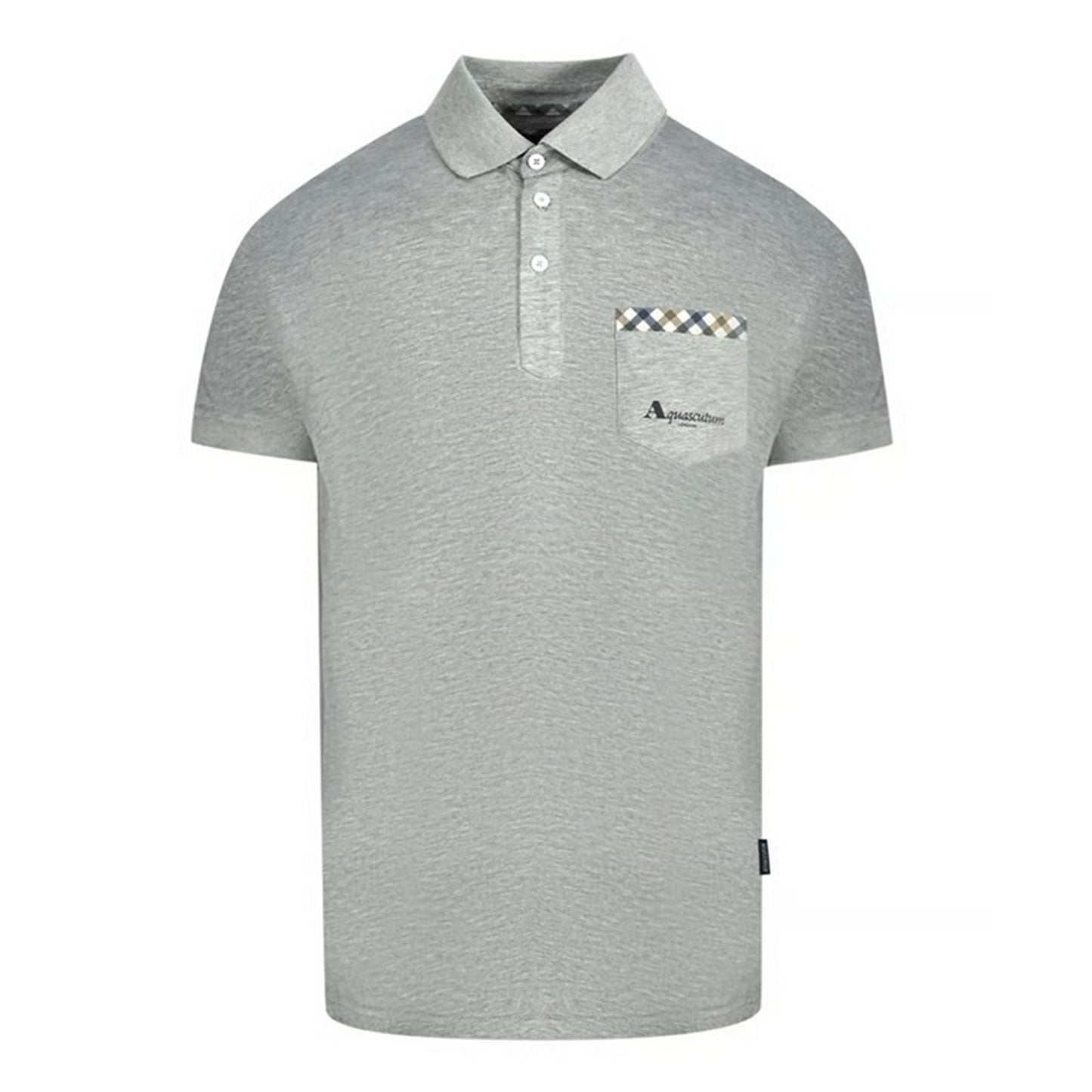 Grey - Front - Aquascutum Unisex Adult Check Pocket Polo Shirt