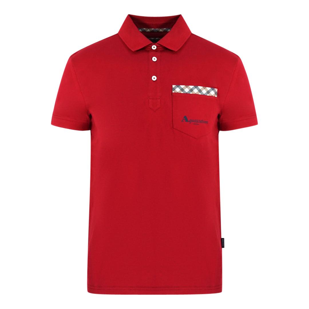 Red - Front - Aquascutum Unisex Adult Check Pocket Polo Shirt