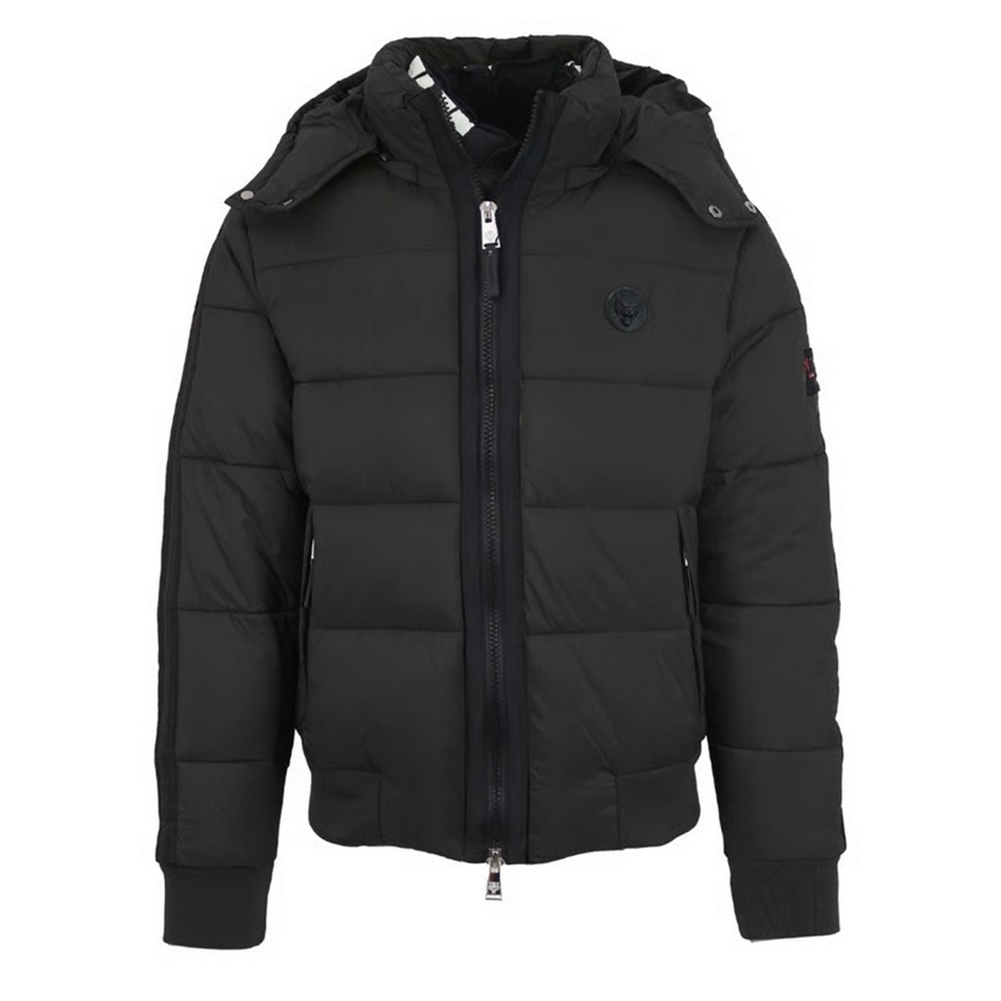 Black - Front - Plein Sport Mens Taped Sleeve Padded Jacket
