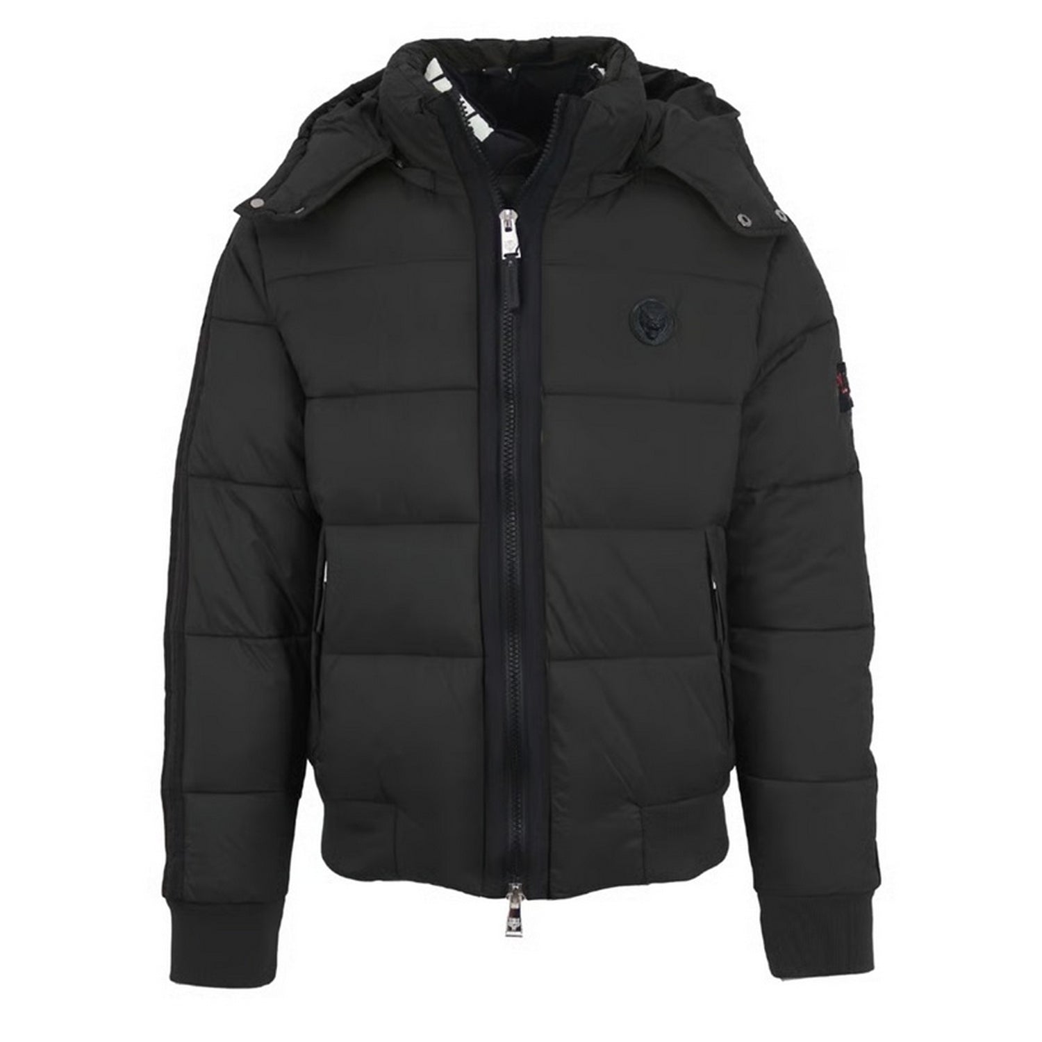 Black - Front - Plein Sport Mens Taped Sleeve Padded Jacket