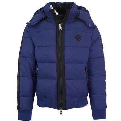 Navy Blue - Front - Plein Sport Mens Taped Sleeve Padded Jacket