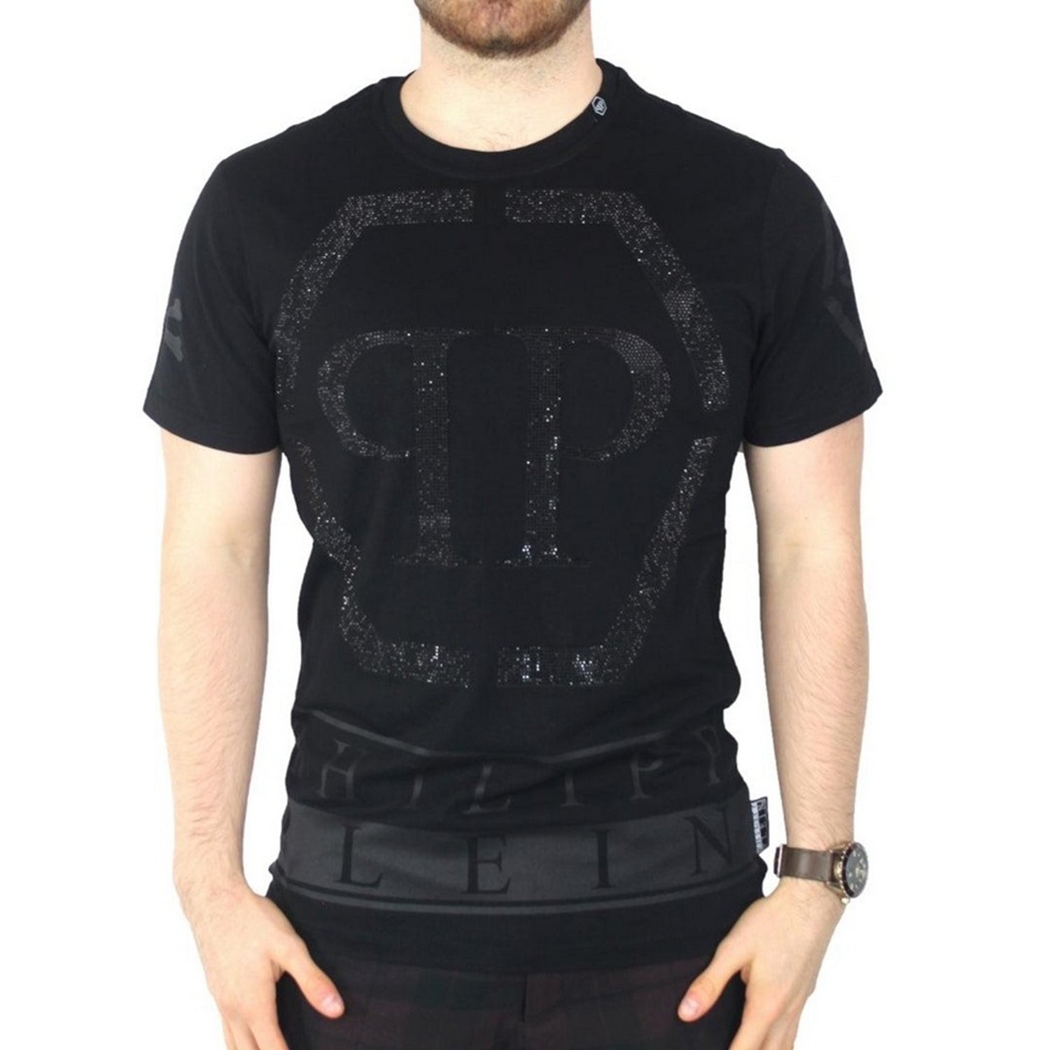 Black - Front - Philipp Plein Mens Theo T-Shirt