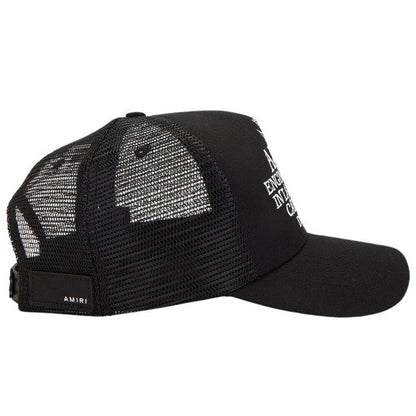Black-White - Side - Amiri Pegasus Embroidered Trucker Cap