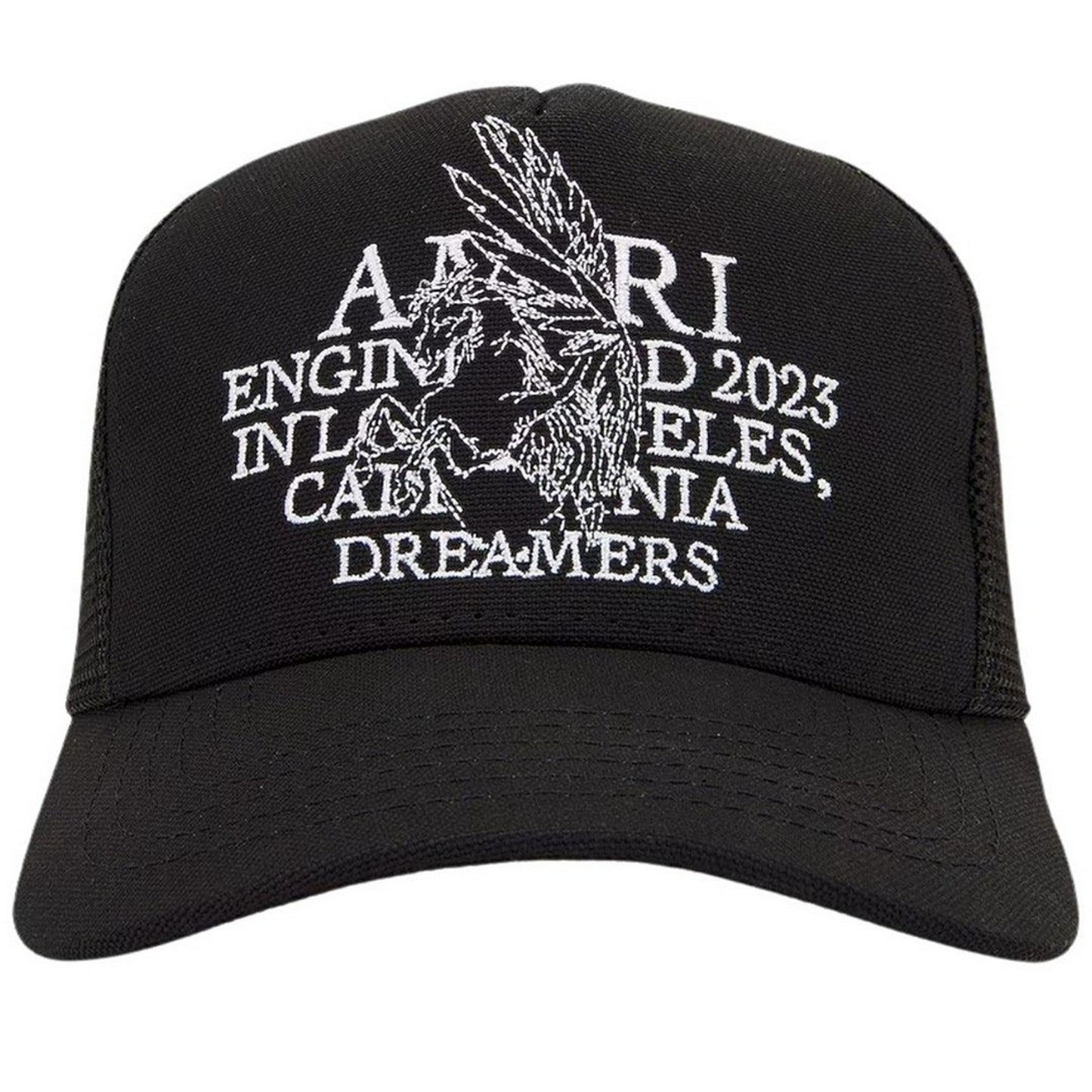 Black-White - Front - Amiri Pegasus Embroidered Trucker Cap