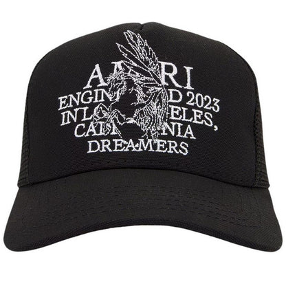 Black-White - Front - Amiri Pegasus Embroidered Trucker Cap