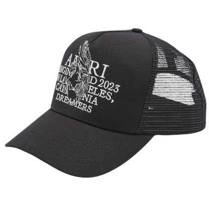 Black-White - Lifestyle - Amiri Pegasus Embroidered Trucker Cap
