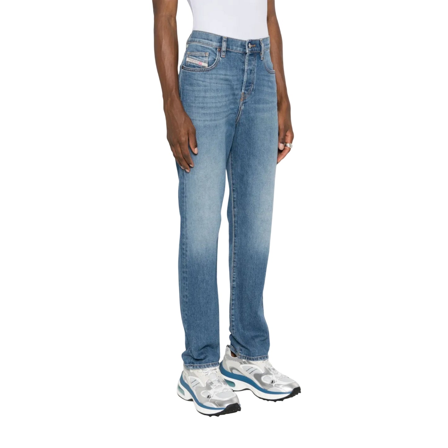 Blue - Side - Diesel Mens D-Viker Jeans