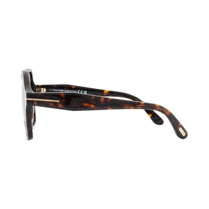Dark Havana Brown - Lifestyle - Tom Ford Womens-Ladies Romy Hexagon Sunglasses