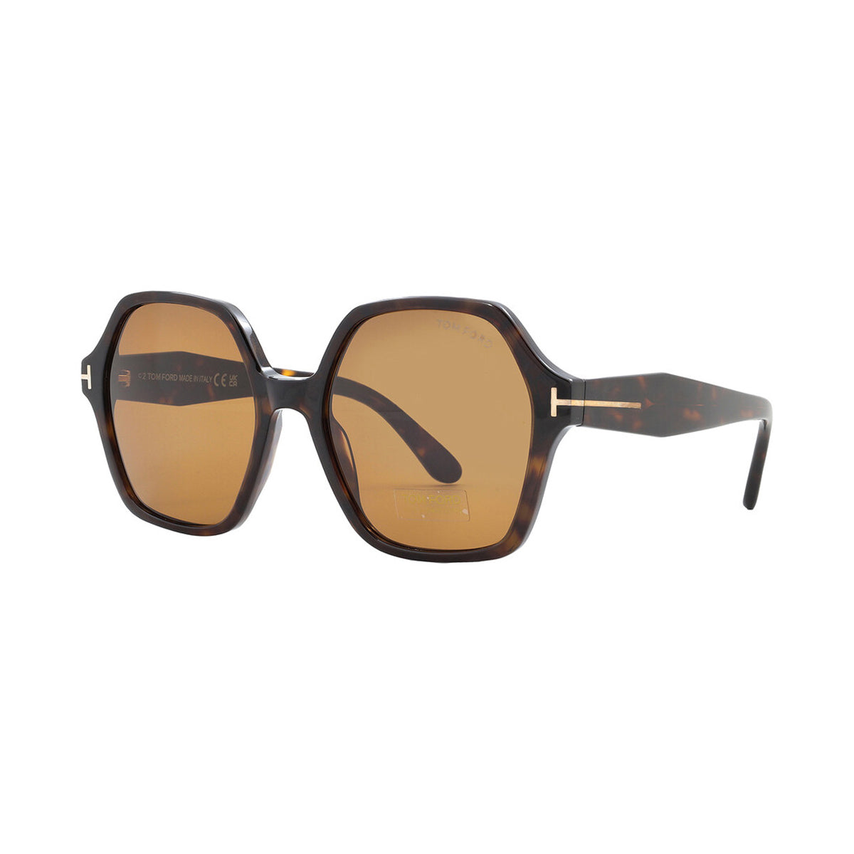 Dark Havana Brown - Back - Tom Ford Womens-Ladies Romy Hexagon Sunglasses