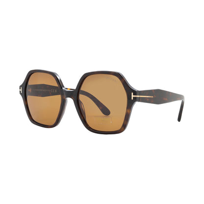 Dark Havana Brown - Back - Tom Ford Womens-Ladies Romy Hexagon Sunglasses