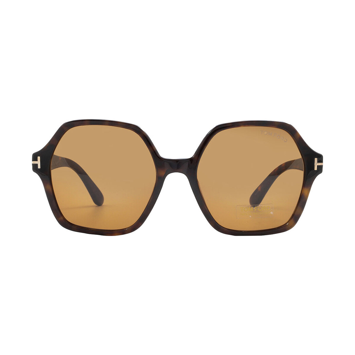 Dark Havana Brown - Front - Tom Ford Womens-Ladies Romy Hexagon Sunglasses