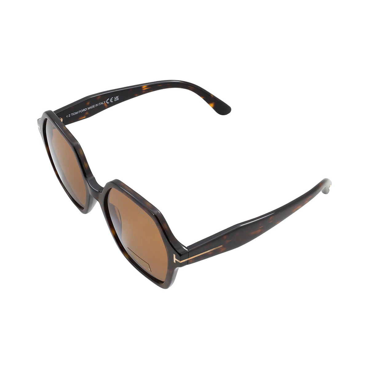 Dark Havana Brown - Side - Tom Ford Womens-Ladies Romy Hexagon Sunglasses