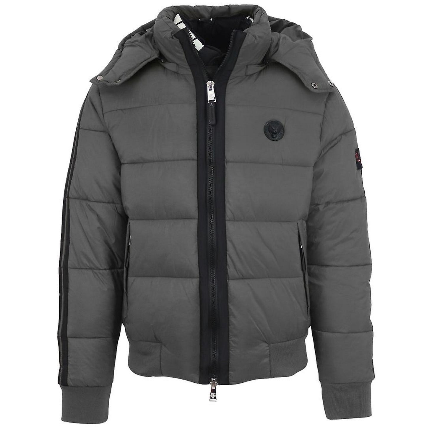 Grey - Front - Plein Sport Unisex Adult Taped Sleeve Padded Jacket