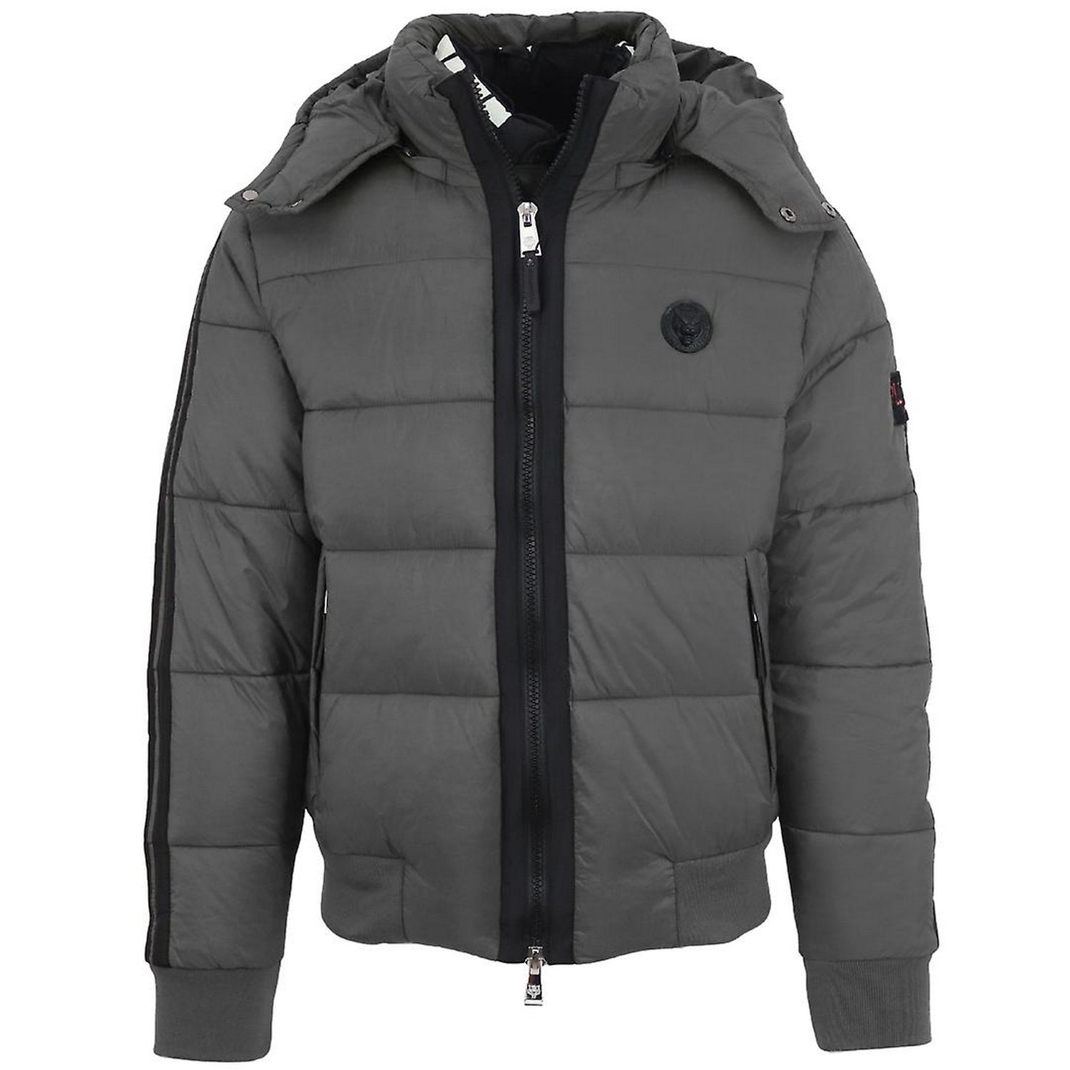 Grey - Front - Plein Sport Unisex Adult Taped Sleeve Padded Jacket