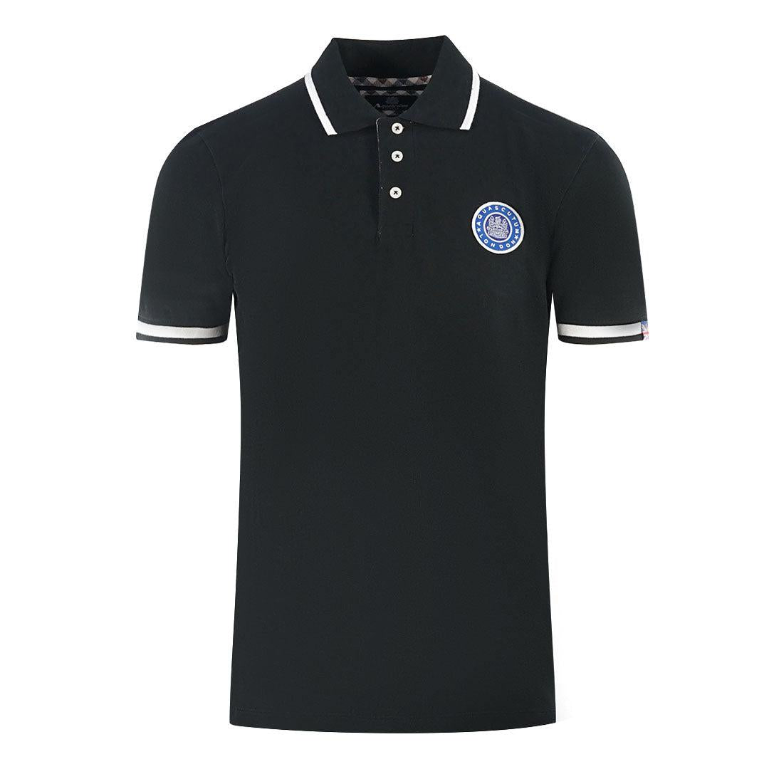 Black - Front - Aquascutum Unisex Adult London Embroidered Badge Polo Shirt