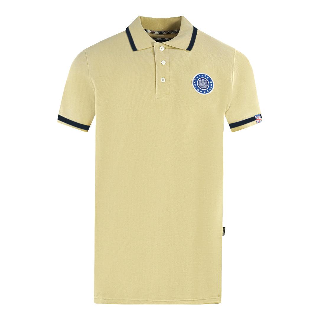 Beige - Front - Aquascutum Unisex Adult London Embroidered Badge Polo Shirt