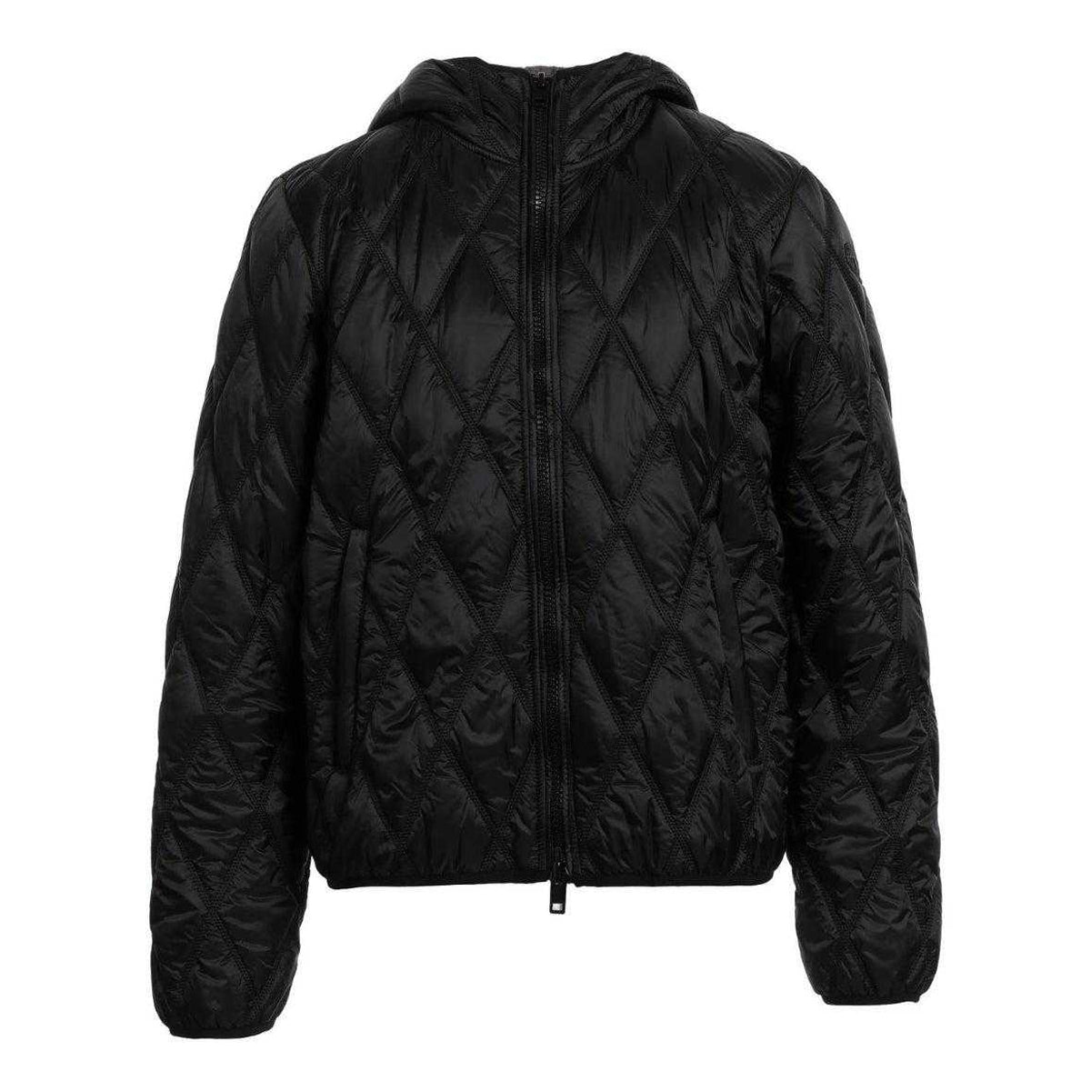 Black - Front - Diesel Mens Quilted Hooded Padded Jacket